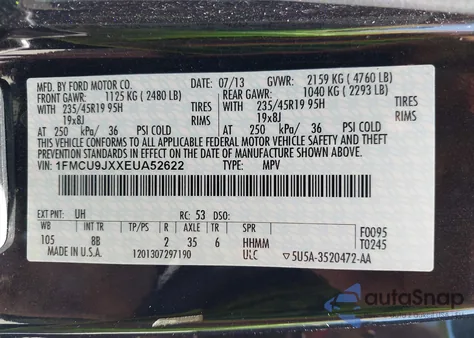 2014 Ford Escape Titanium из США, поврежденный, VIN 1FMCU9JXXEUA52622